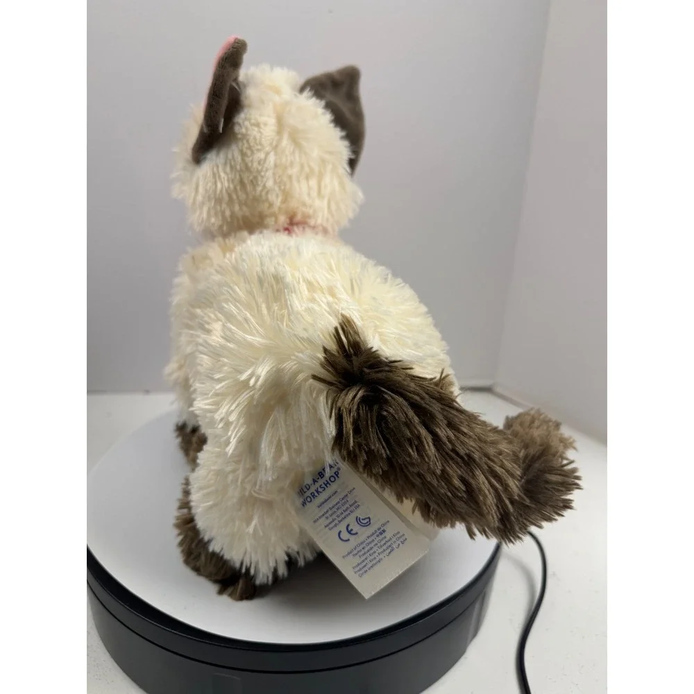Build-A-Bear Siamese Cat Plush Cream Brown‎ Shaggy Fur Red Collar Blue Eye